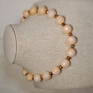 Vintage Pearl and Faux Angel Skin Coral Choker